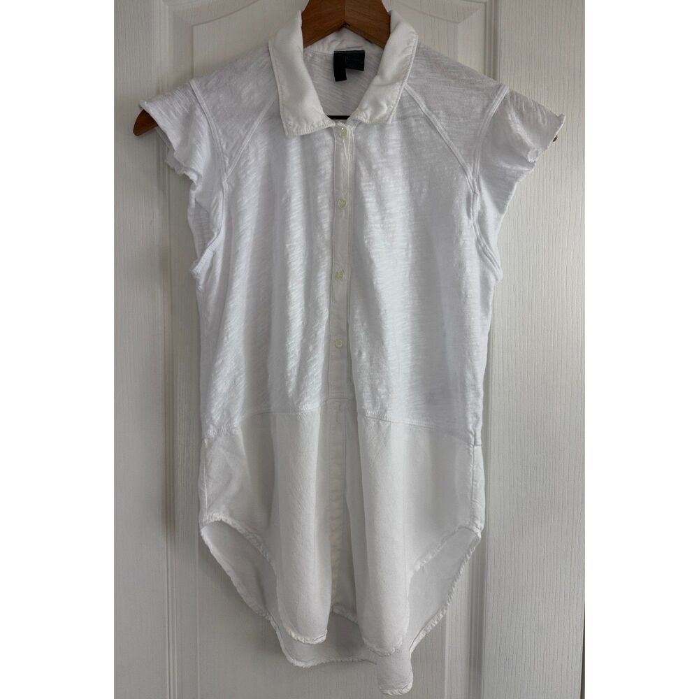 Anthropologie Left Of Center Women's White Cap Sleeve Top Size XS